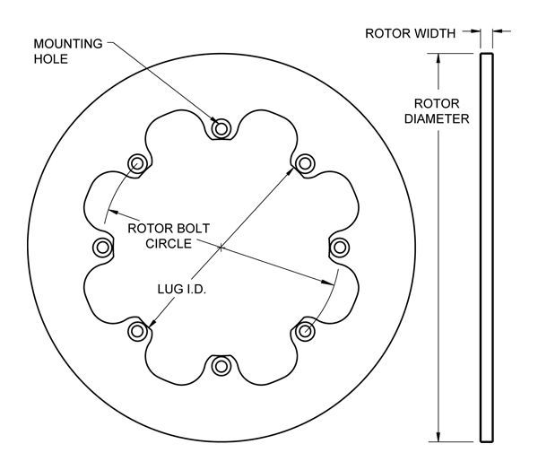 Wilwood 160-0201 Steel Rotor 8 Bolt Standard Hole Mount