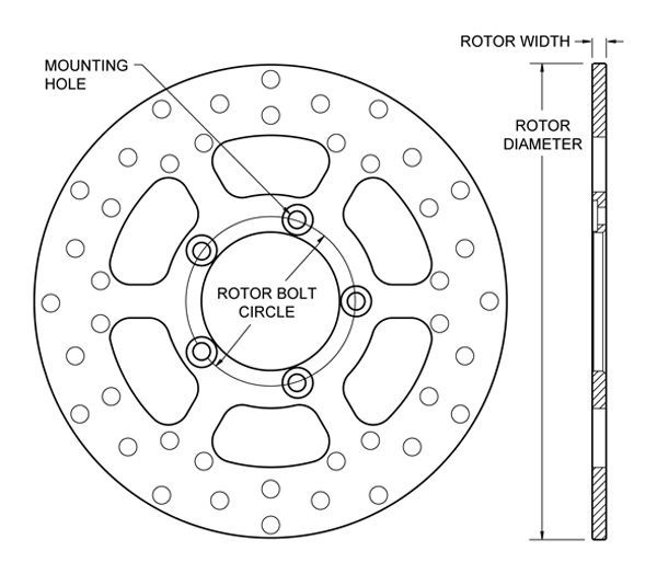 WILWOOD 10" DRILLED STEEL DRAG BRAKE ROTOR .32" THICK 1 DISC WIL160-2182