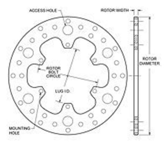 Wilwood 160-3455 Cross Drilled Steel Rotor 10.5" x 0.35" Thick 6 Bolt