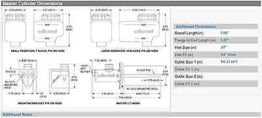 Wilwood WIL260-10373 Compact Combination Master Cylinder 13/16" Bore Remote Reservoir