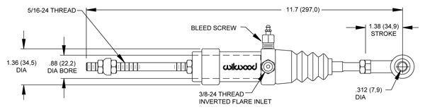 Wilwood | WIL260-1333 | ALLOY CLUTCH SLAVE CYLINDER WB260-1333 BLACK SUITS 3/4" MASTER CYLINDER