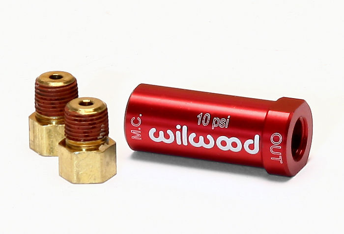 WILWOOD RESIDUAL PRESSURE VALVE WB260-13784 , 10PSI 1/8"NPT IN/OUTLET W/FITTINGS