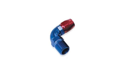 Aeroflow 100 & 450 series braided hose Male 1/2 NPT 90 Deg to -10 Hoseblue Full Flow Billet 1 Piece Aeroflow Performance Products AF529-10-08