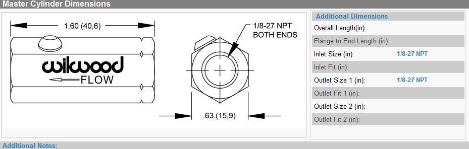 WILWOOD BRAKE FLUID CHECK VALVE ALLOY 1/8"NPT FEMALE IN/OUT BLACK WB 260-3501