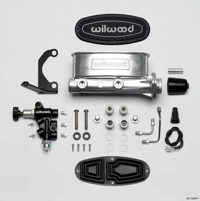 WILWOOD 1" TANDEM MASTER CYLINDER WB261-13269-P POLISHED WITH VALVE & BRACKET