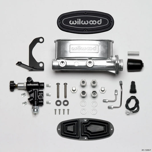 WILWOOD 1" TANDEM MASTER CYLINDER WB261-13269-P POLISHED WITH VALVE & BRACKET