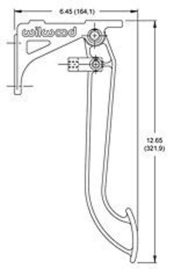WILWOOD SWING MOUNT CLUTCH/BRAKE PEDAL ASSEMBLY 7:1 RATIO SINGLE M/C WB340-1290