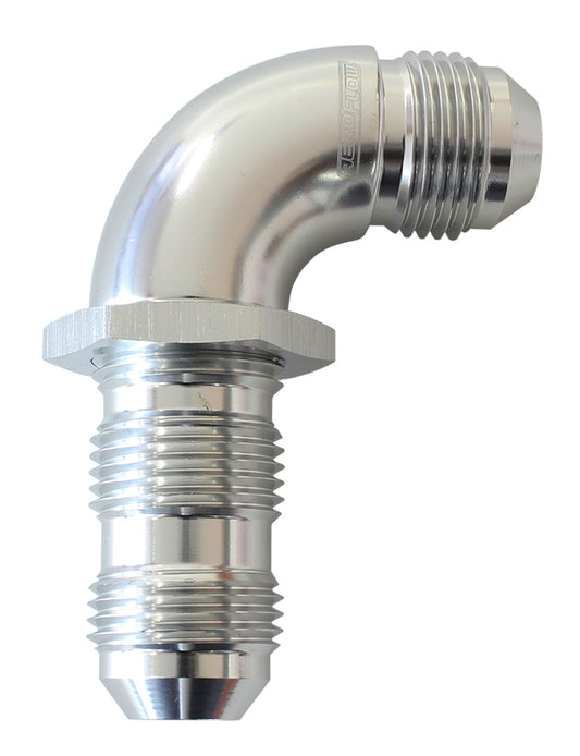 Aeroflow AF533-04S 90 Deg Bulkhead -4AN Full Flowsilver No Restriction Nut Sepe