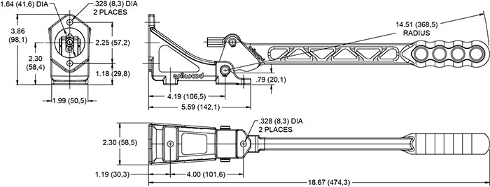 Wilwood 340-14768 Horizontal Hydraulic Handbrake Lever Assembly - 11:1 Ratio