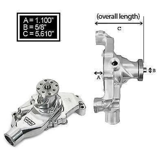 Weiand WM9208P Hi Volume Short Water Pump Chev SB