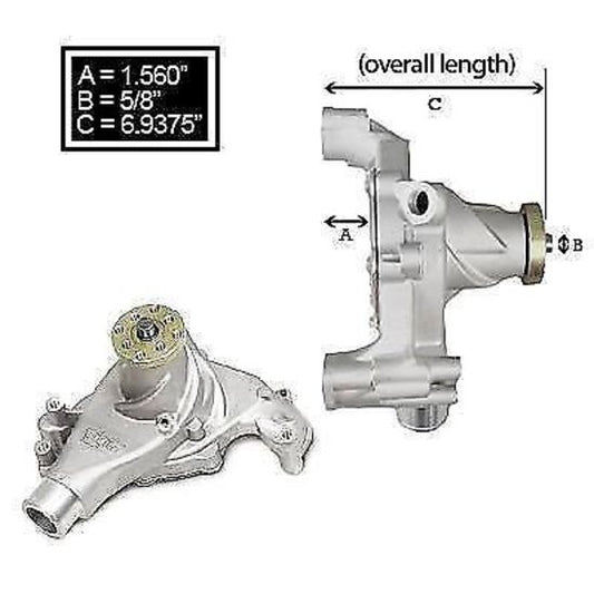 Weiand WM9240P Action +Plus H/V Water Pump Polished Long Chev SB 262-400 V8