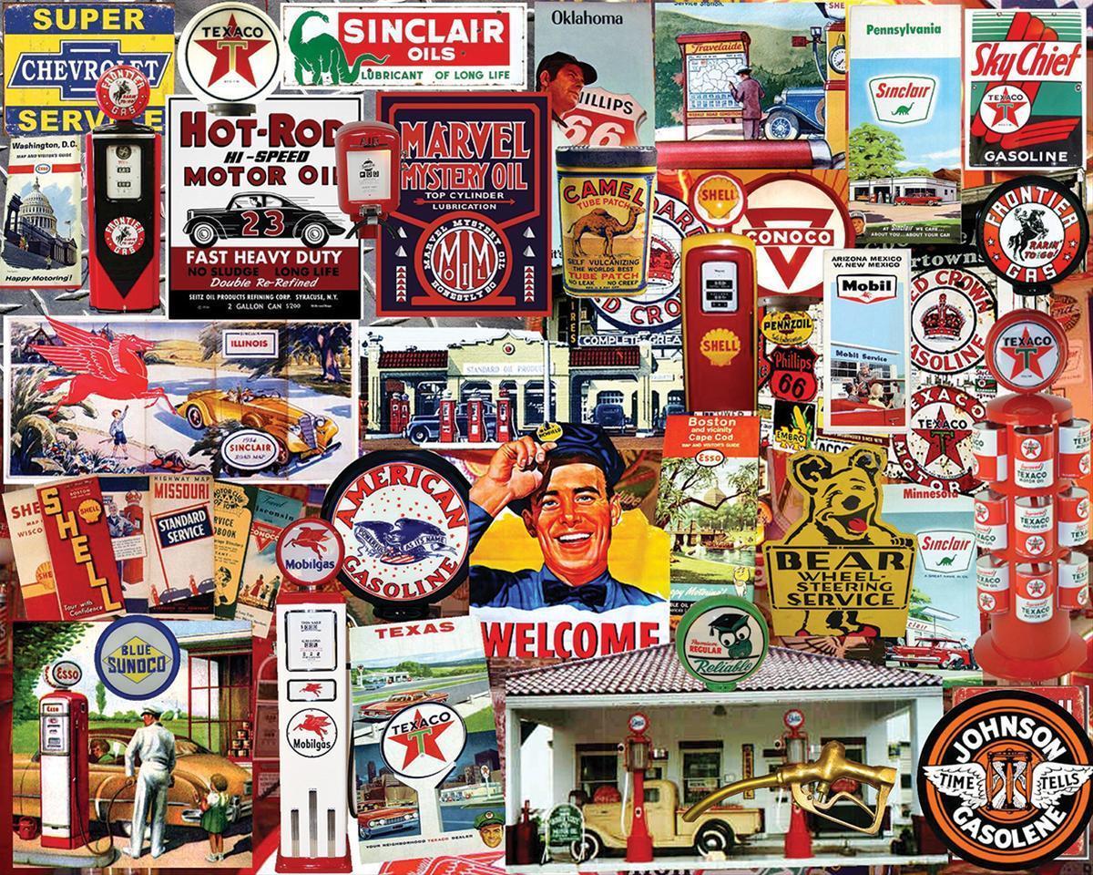 Puzzles WPZ-1049PZ Wpz-1049P 'Fill Her Up' 1000 Pc Jigsaw Puzzle Petrol Mobil Shell Esso Sinclair