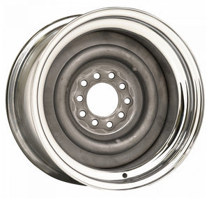 Wheel Vintiques WV13-5012042 Chrome Outer Grey Primer Center Smoothie Steel Rim 15 X 10" 4-1/2 & 4-3/4" Bolt Circle w/ 4-1/2" Back Space