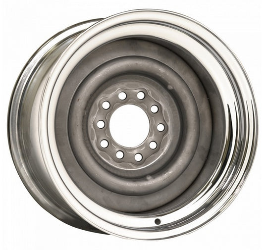 Wheel Vintiques WV13-5612358 Chrome Outer Grey Primer Center Smoothie Steel Rim 15 X 6" 4-1/2 & 4-3/4" Bolt Circle w/ 3-5/8" Back Space