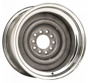 Wheel Vintiques WV13-571204 Chrome Outer Grey Primer Center Smoothie Steel Rim 15 X 7" 4-1/2 & 4-3/4" Bolt Circle w/ 4" Back Space