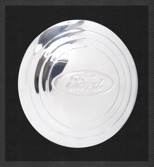 Wheel Vintiques WV2002 Chrome Street Rod Wire Cap Ribbed w/ Ford Logo