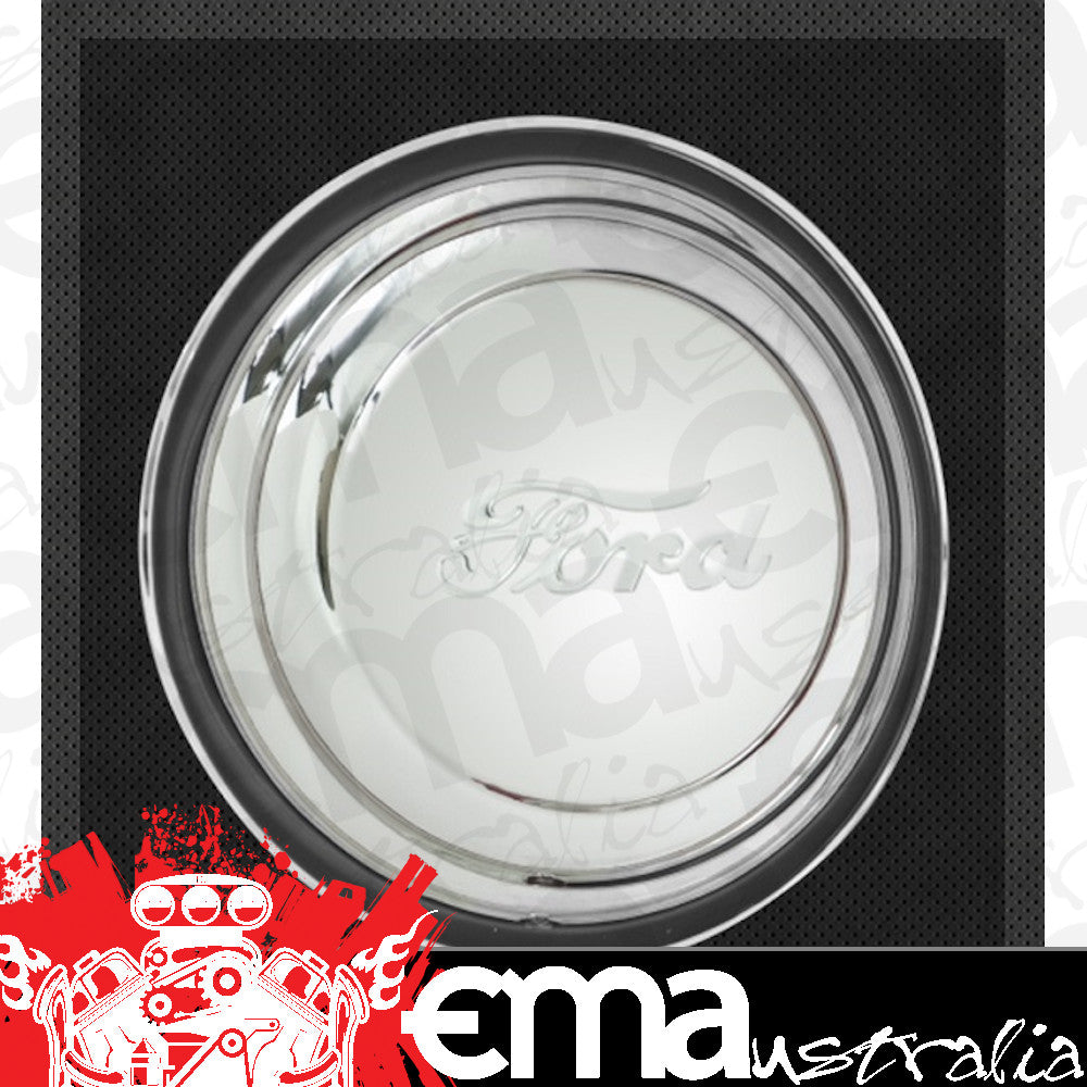 Wheel Vintiques WV2008-A Stainless 1941 Ford Cap Ribbed w/ Ford Script Logo 14-15" Rim