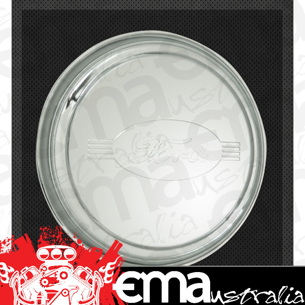 Wheel Vintiques WV2009-A Stainless 1942 Ford Cap Ribbed w/ Ford Script Logo 14-15" Rim