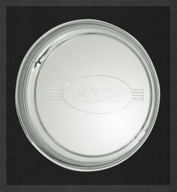 Wheel Vintiques WV2009-A Stainless 1942 Ford Cap Ribbed w/ Ford Script Logo 14-15" Rim