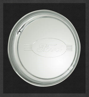 Wheel Vintiques WV2009-A Stainless 1942 Ford Cap Ribbed w/ Ford Script Logo 14-15" Rim