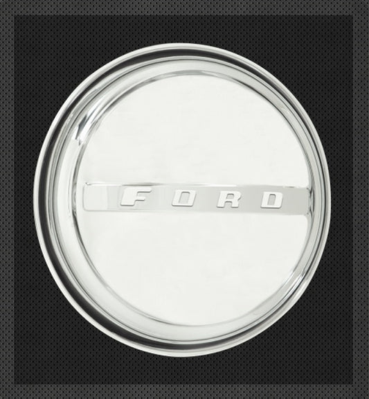 Wheel Vintiques WV2012-B Stainless 1947-48 Ford Cap Smooth w/ Ford Logo