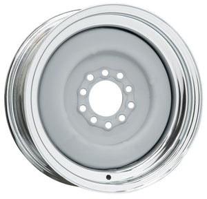 Wheel Vintiques WV21-561204 Chrome Outer Grey Primer Center Solid Steel Rim 15 X 6" 4-1/2 & 4-3/4" Bolt Circle w/ 4" Back Space