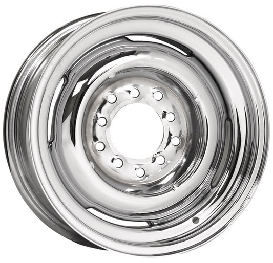 Wheel Vintiques WV22-5812042 Full Chrome Solid Steel Rim 15 X 8" 4-1/2 & 4-3/4" Bolt Circle w/ 4-1/2" Back Space