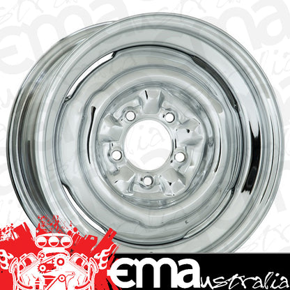Wheel Vintiques WV64-561204 Chrome O.E Ford Rim - Chev Style 15 X 6" 4-1/2" Bolt Circle w/ 4" Back Space