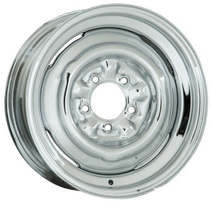 Wheel Vintiques WV64-563404 Chrome O.E Ford Rim - Chev Style 15 X 6" 4-3/4" Bolt Circle w/ 4" Back Space