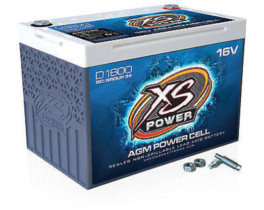 XS Power XSD1600 16 Volt 675Cca Deep Cycle Agm Battery Top Post 10.2"X6.4"X7.2"