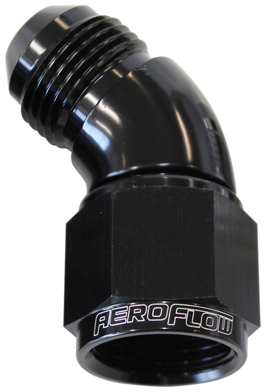 Aeroflow AF542-16BLK 45 Deg Female - Male -16AN Black Full Flow