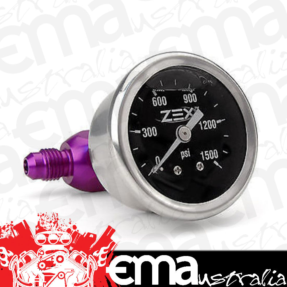 ZEX 1-1/2" NITROUS PRESSURE GAUGE KIT LIQUID FILLED -4AN 0-1500PSI ZEX82341