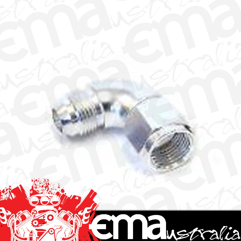 Aeroflow AF543-03S 90 Deg Female - Male -3AN Silver Full Flow