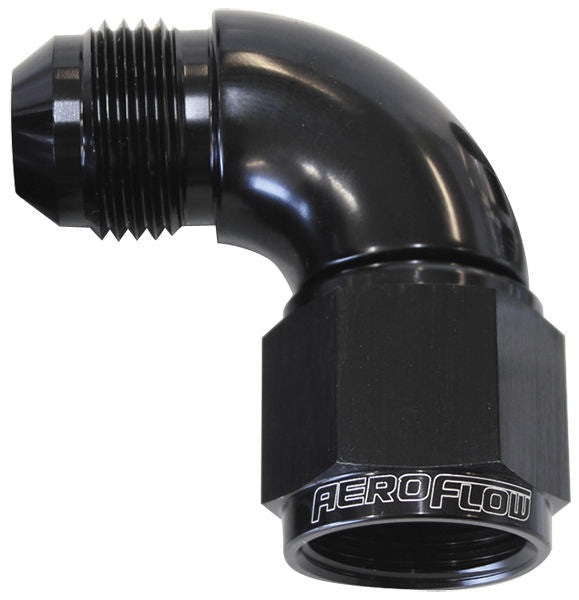 Aeroflow AF543-06BLK 90 Deg Female - Male -6AN Black Full Flow