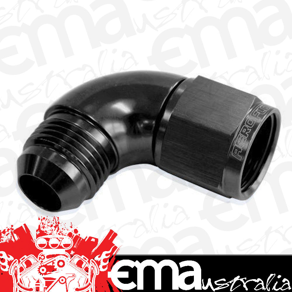 Aeroflow Performance Products AF543-08BLK 90 Deg Female - Male -8AN Black Full Flow