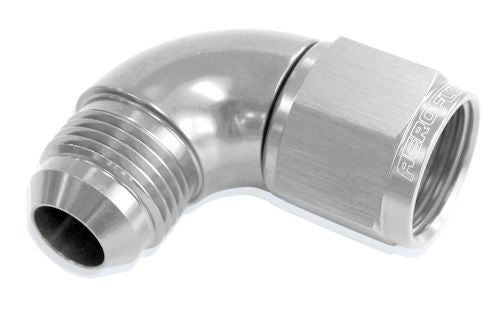 Aeroflow AF543-10S 90 Deg Female - Male -10AN Silver Full Flow