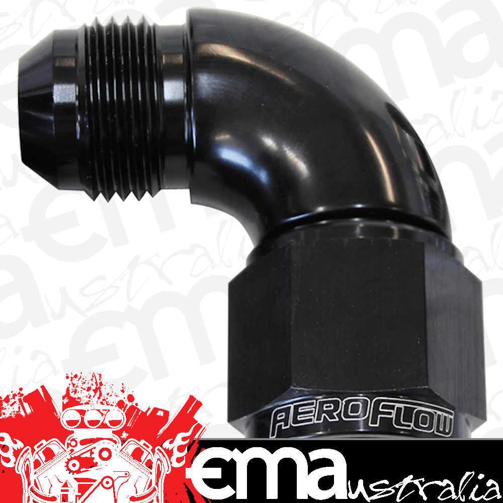 Aeroflow AF543-16BLK 90 Deg Female - Male -16AN Black Full Flow