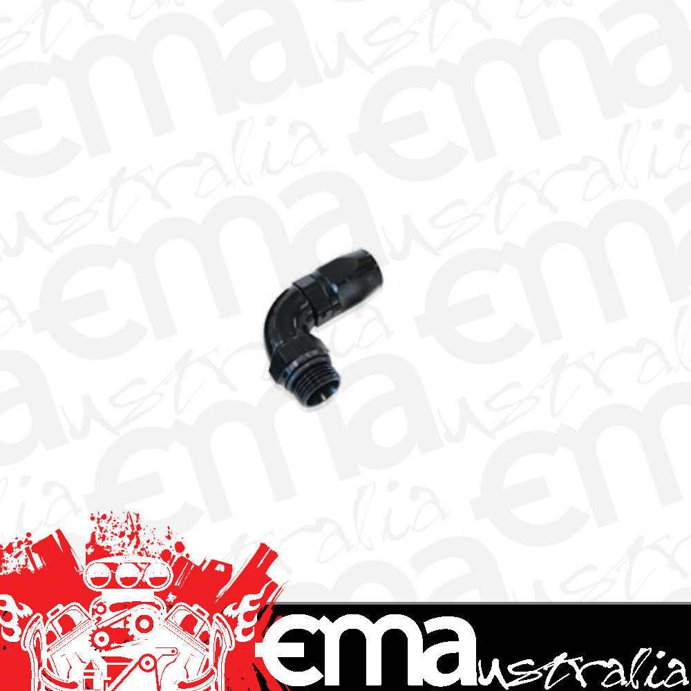 Aeroflow AF549-06-06BLK Male Hose End -6ORB to -6 Hosefull Flow Billet 90 Deg Black