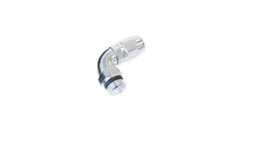 Aeroflow 100 & 450 series braided hose Male End -8ORB to -6 Hosefull Flow Billet 90 Deg Silver Aeroflow Performance Products AF549-06-08S