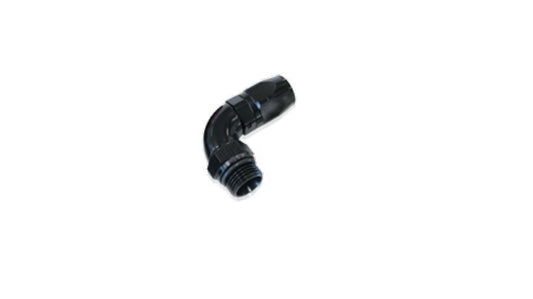 Aeroflow AF549-08-06BLK Male Hose End -6ORB to -8 Hosefull Flow Billet 90 Deg Black