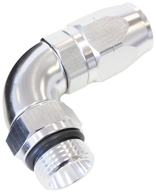 Aeroflow AF549-12-12S Male Hose End -12ORB To-12 Hosefull Flow Billet 90 Deg Silver