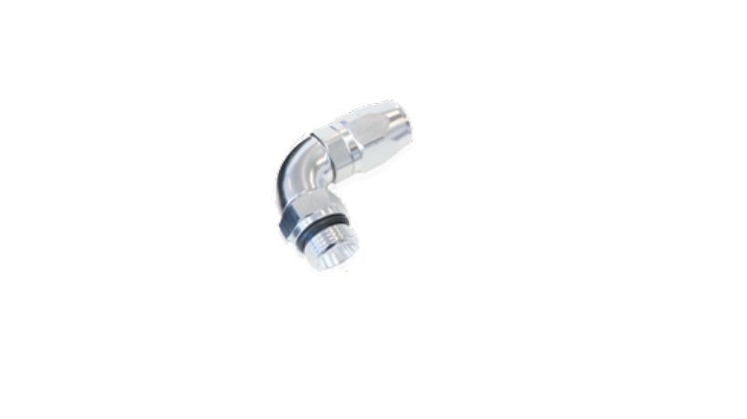 Aeroflow 100 & 450 series braided hose Male End -16ORB To-12 Hosefull Flow Billet 90 Deg Silver Aeroflow Performance Products AF549-12-16S