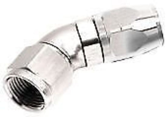 Aeroflow AF552-04S Alloy 45 Deg Hose End -4AN Silver Cutter Style Full Flow