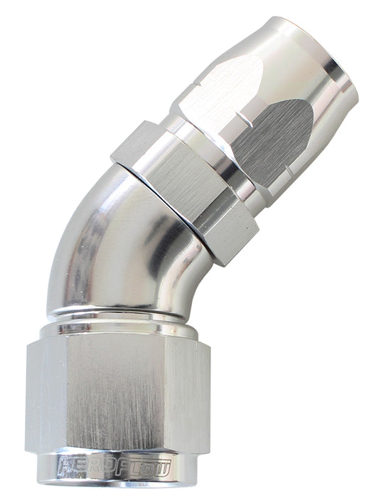 Aeroflow AF552-06-08S Stepped 45 Deg Hoseend -6 Hoseto -8AN Reducer Hose End Silve
