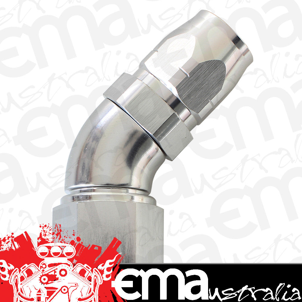 Aeroflow Performance Products AF552-06-08S Stepped 45 Deg Hoseend -6 Hoseto -8AN Reducer Hose End Silve