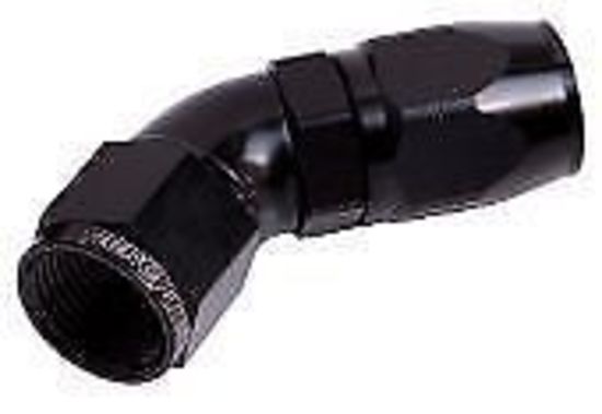 Aeroflow 100 & 450 series braided hose Alloy 45 Deg End -8AN Black Cutter Style Full Flow Aeroflow Performance Products AF552-08BLK