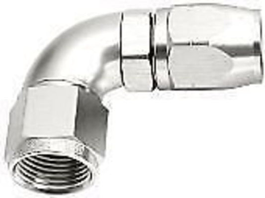 Aeroflow AF553-04S Alloy 90 Deg Hose End -4AN Silver Cutter Style Full Flow