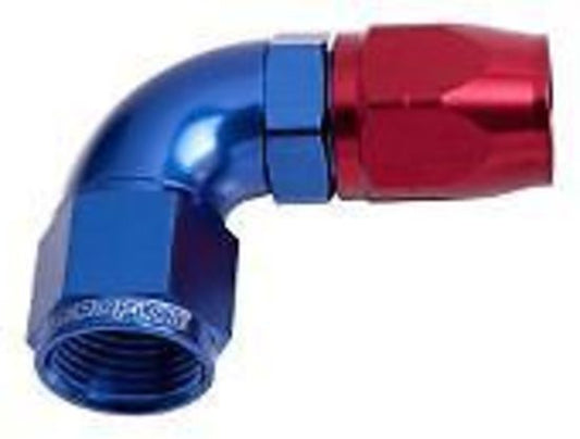 Aeroflow AF553-08 Alloy 90 Deg Hose End -8AN Blue Cutter Style Full Swivel