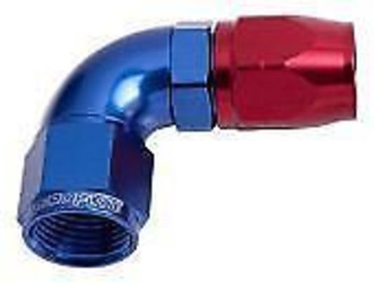 Aeroflow 100 & 450 series braided hose Alloy 90 Deg End -10AN Blue Cutter Style Full Swivel Aeroflow Performance Products AF553-10