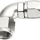 Aeroflow AF553-10S Alloy 90 Deg Hose End -10AN Silver Cutter Style Ful Swivel